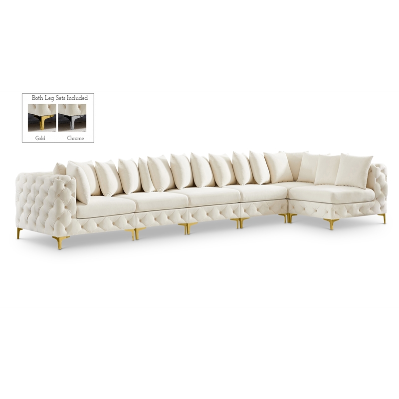 Meridian Furniture Tremblay Cream Velvet Modular Sectional