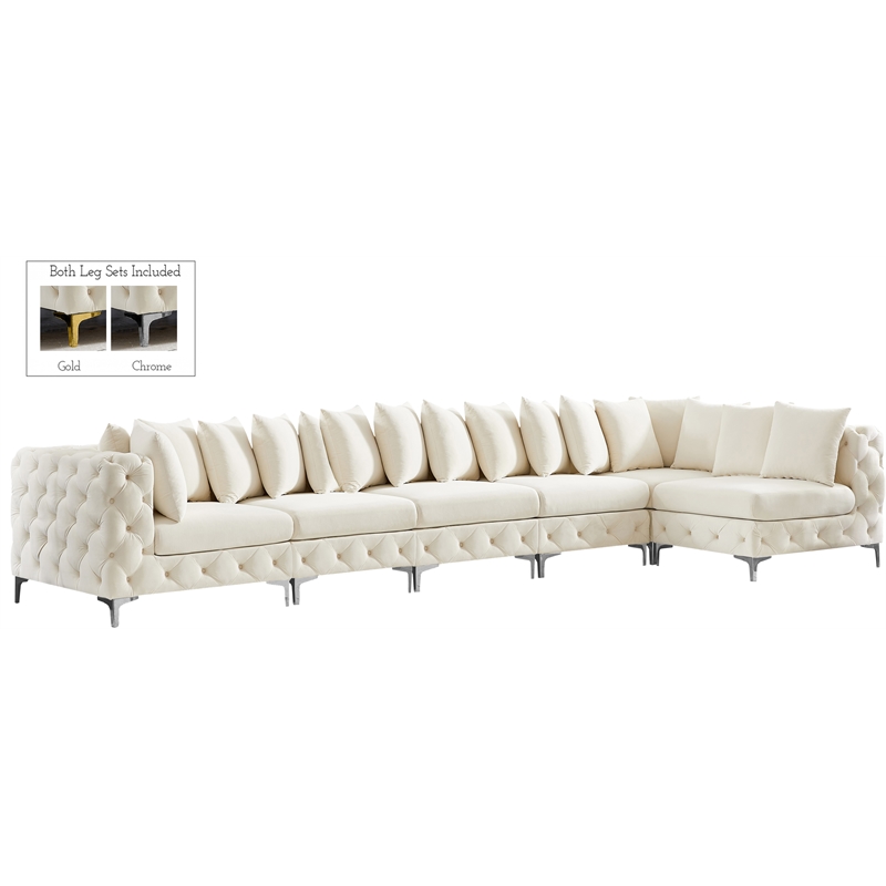 Meridian Furniture Tremblay Cream Velvet Modular Sectional