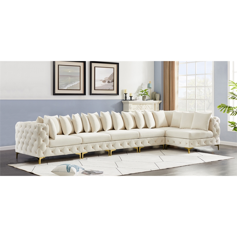 Meridian Furniture Tremblay Cream Velvet Modular Sectional