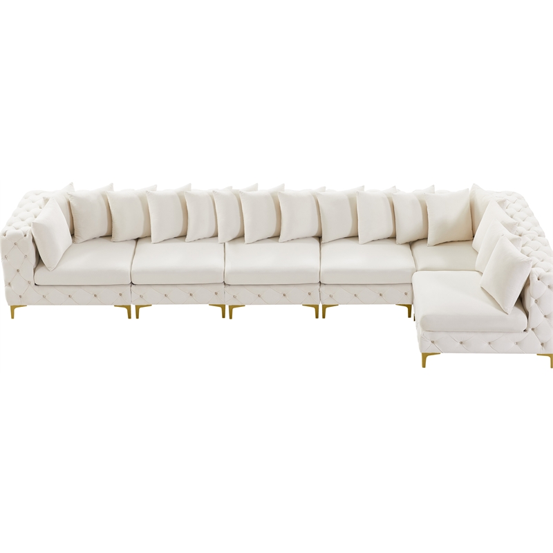 Meridian Furniture Tremblay Cream Velvet Modular Sectional