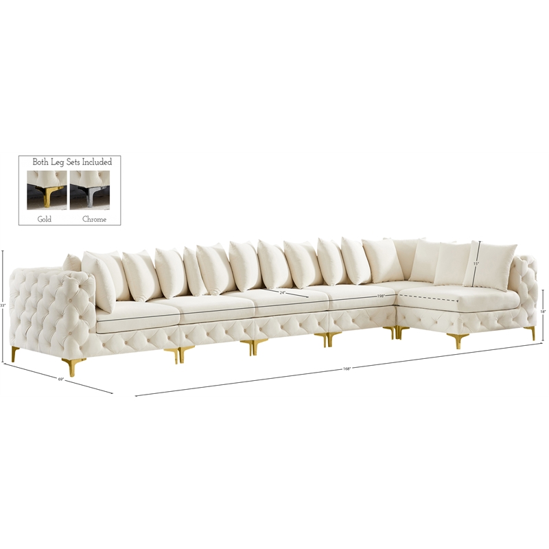 Meridian Furniture Tremblay Cream Velvet Modular Sectional