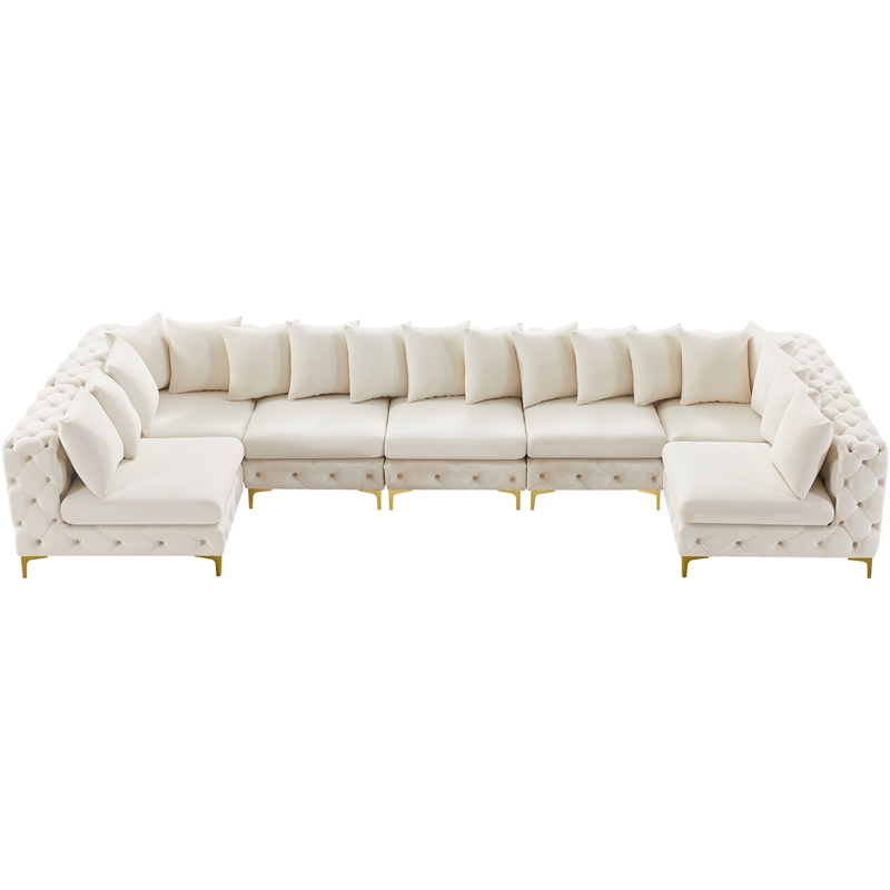 Meridian Furniture Tremblay Cream Velvet Modular Sectional