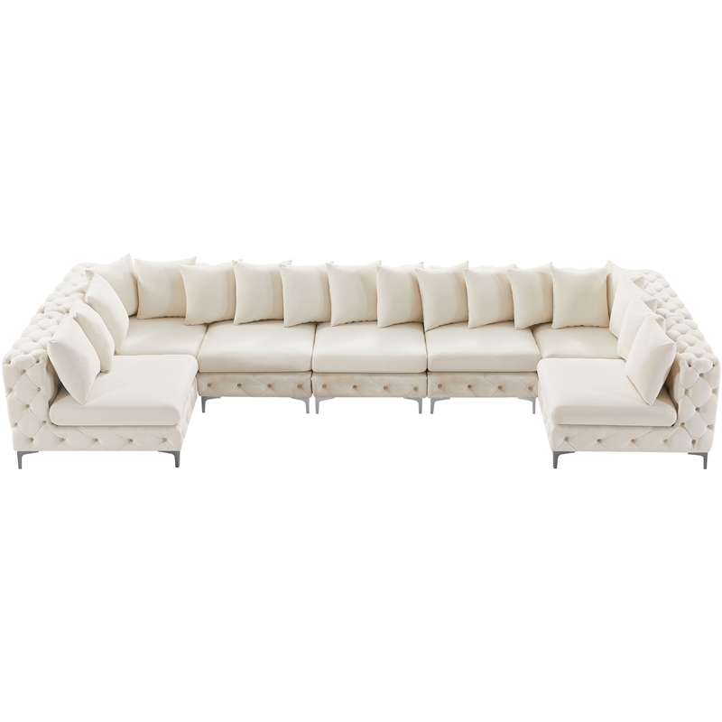 Meridian Furniture Tremblay Cream Velvet Modular Sectional