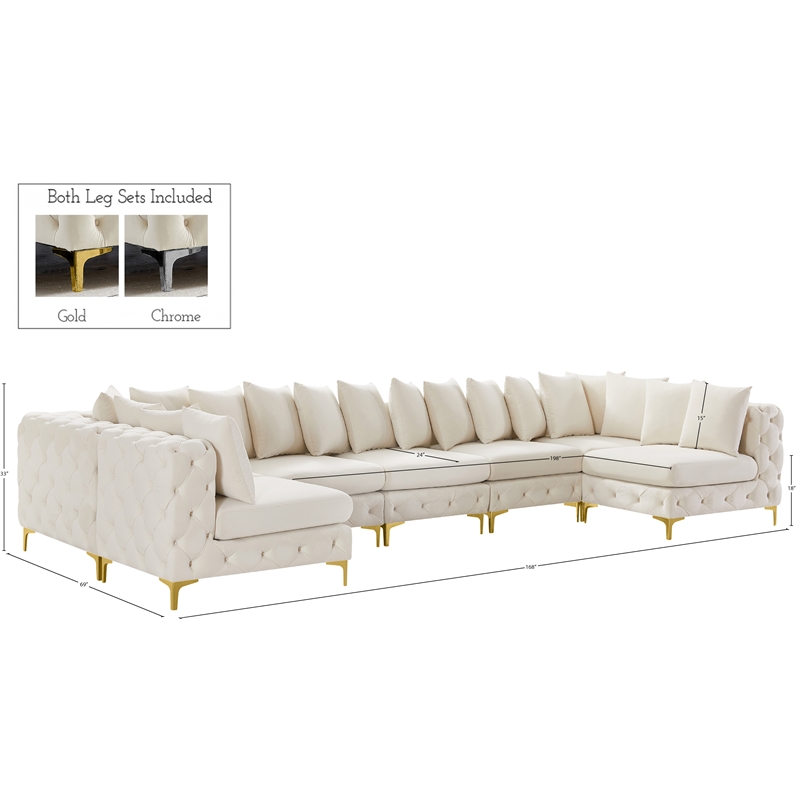 Meridian Furniture Tremblay Cream Velvet Modular Sectional