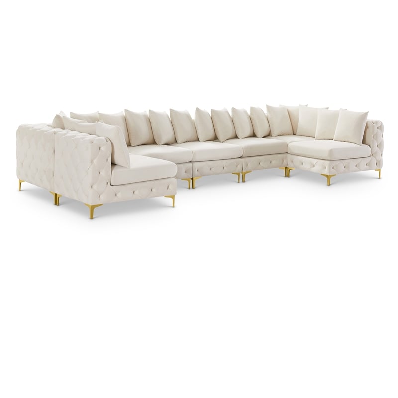 Meridian Furniture Tremblay Cream Velvet Modular Sectional