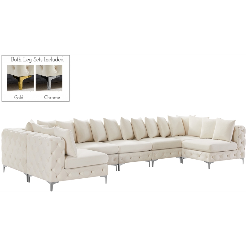 Meridian Furniture Tremblay Cream Velvet Modular Sectional