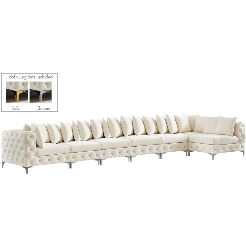 Meridian Furniture Tremblay Cream Velvet Modular Sectional