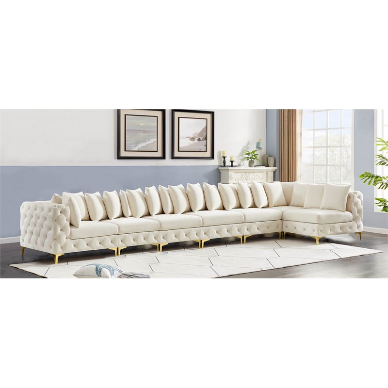 Meridian Furniture Tremblay Cream Velvet Modular Sectional