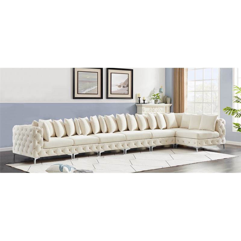 Meridian Furniture Tremblay Cream Velvet Modular Sectional