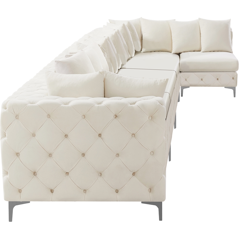 Meridian Furniture Tremblay Cream Velvet Modular Sectional