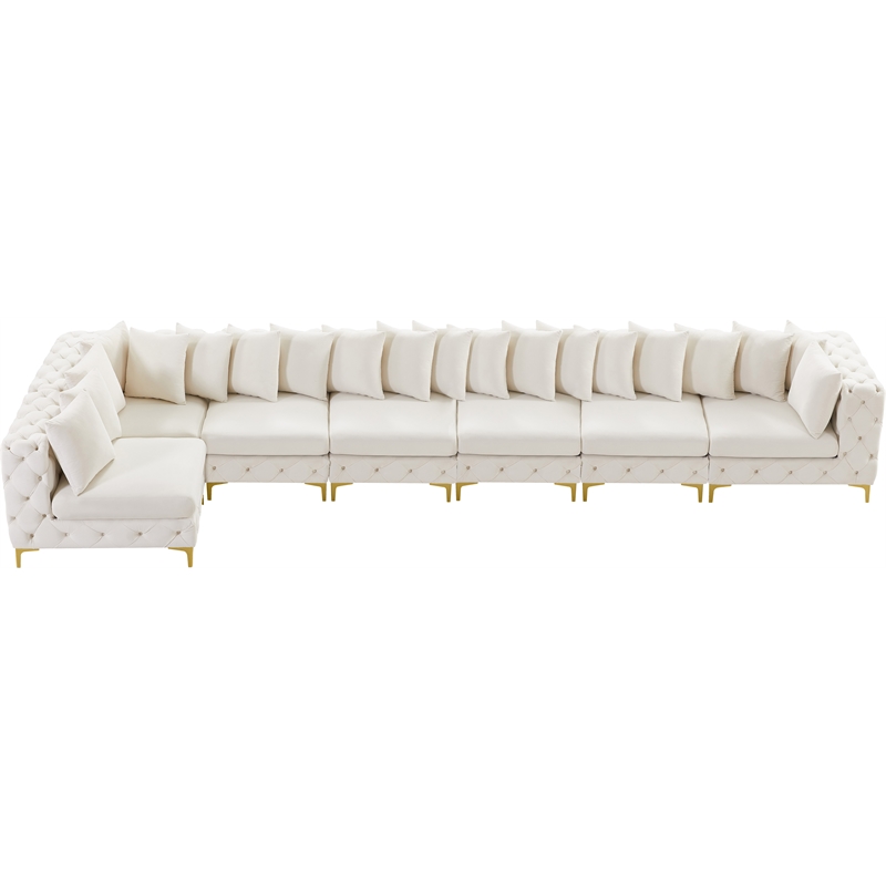Meridian Furniture Tremblay Cream Velvet Modular Sectional