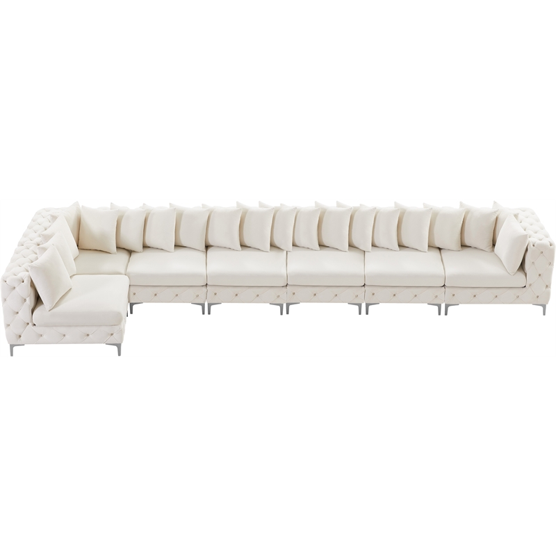 Meridian Furniture Tremblay Cream Velvet Modular Sectional