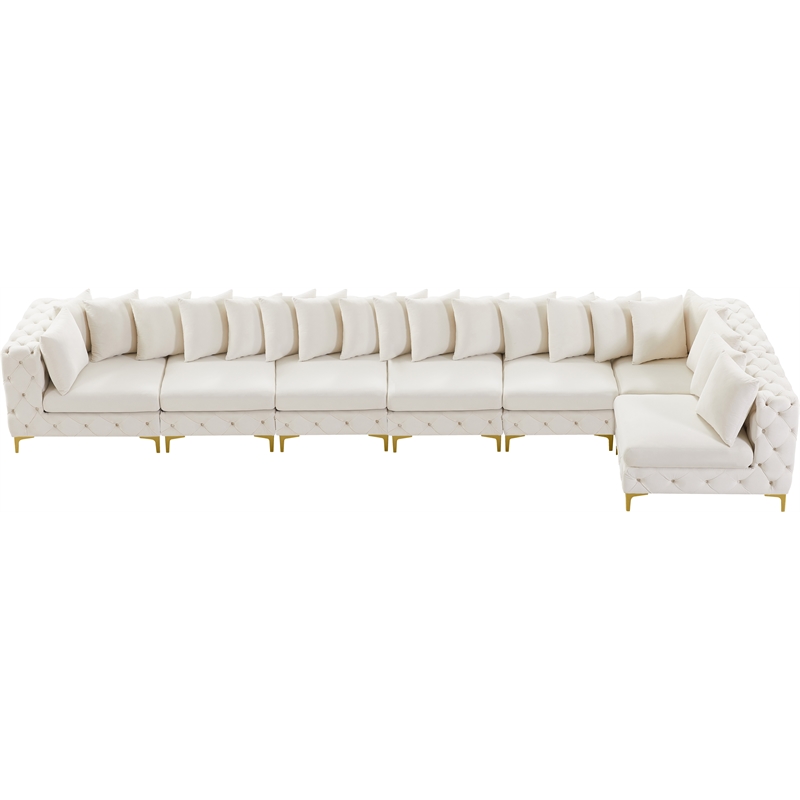 Meridian Furniture Tremblay Cream Velvet Modular Sectional