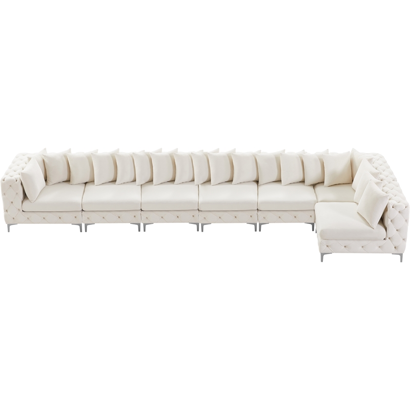 Meridian Furniture Tremblay Cream Velvet Modular Sectional