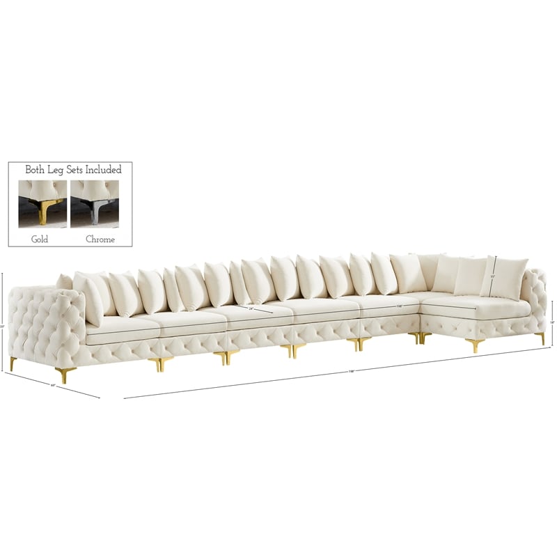 Meridian Furniture Tremblay Cream Velvet Modular Sectional
