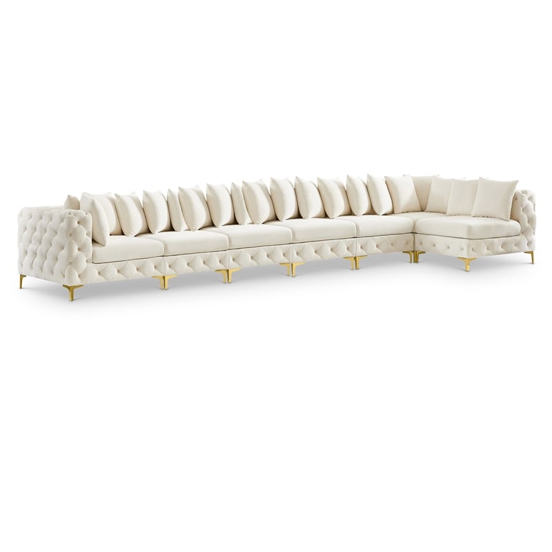 Meridian Furniture Tremblay Cream Velvet Modular Sectional