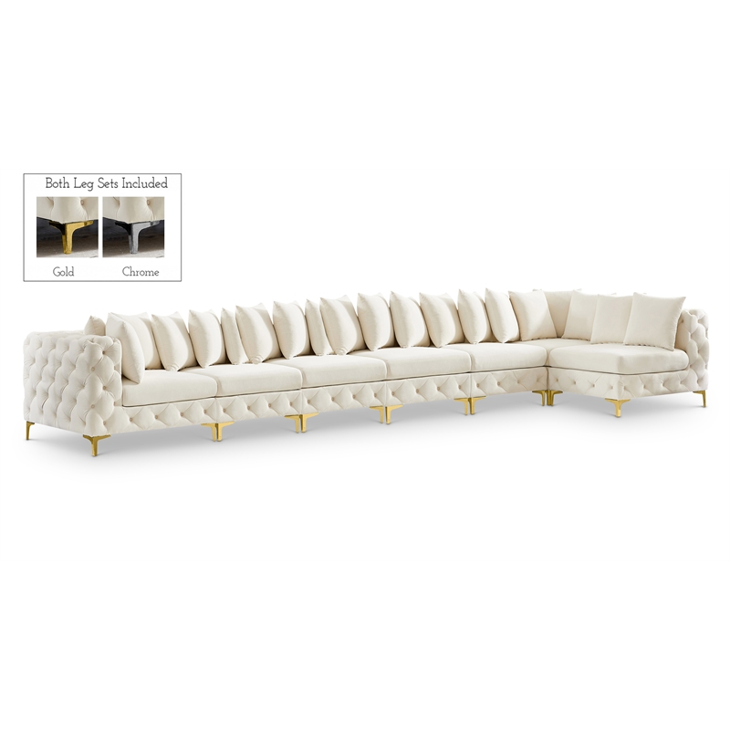Meridian Furniture Tremblay Cream Velvet Modular Sectional