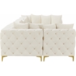 Meridian Furniture Tremblay Velvet Modular Sectional/Pillow in Cream/Gold-Chrome