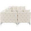 Meridian Furniture Tremblay Velvet Modular Sectional/Pillow in Cream/Gold-Chrome