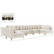 Meridian Furniture Tremblay Velvet Modular Sectional/Pillow in Cream/Gold-Chrome