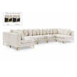 Meridian Furniture Tremblay Velvet Modular Sectional/Pillow in Cream/Gold-Chrome