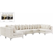 Meridian Furniture Tremblay Velvet Modular Sectional/Pillow in Cream/Gold-Chrome