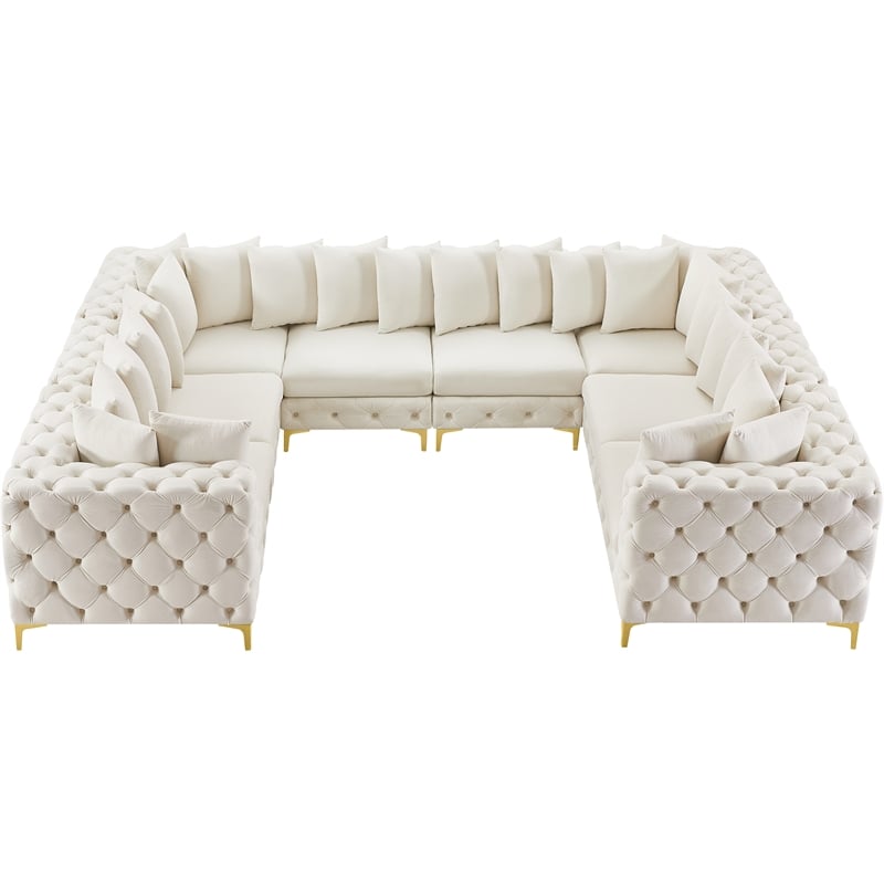 Meridian Furniture Tremblay Cream Velvet Modular Sectional