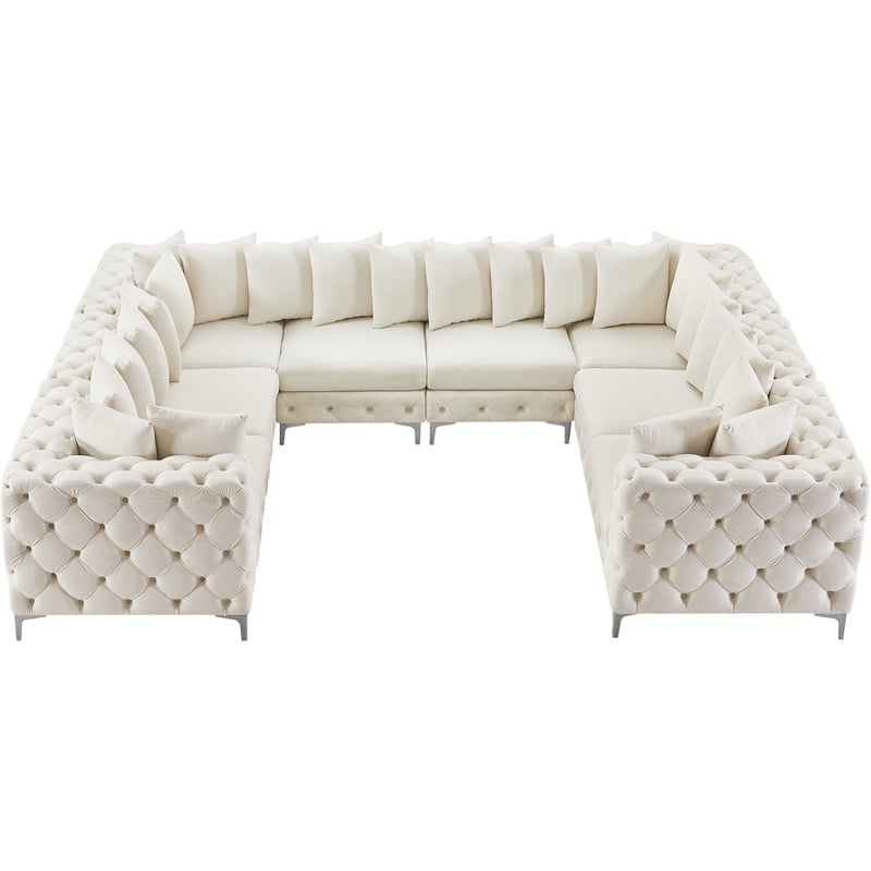 Meridian Furniture Tremblay Cream Velvet Modular Sectional