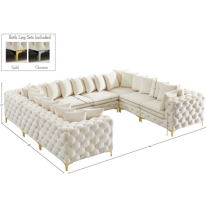 Meridian Furniture Tremblay Cream Velvet Modular Sectional