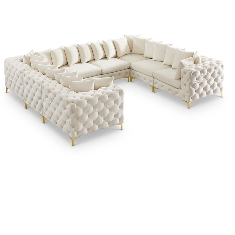 Meridian Furniture Tremblay Cream Velvet Modular Sectional