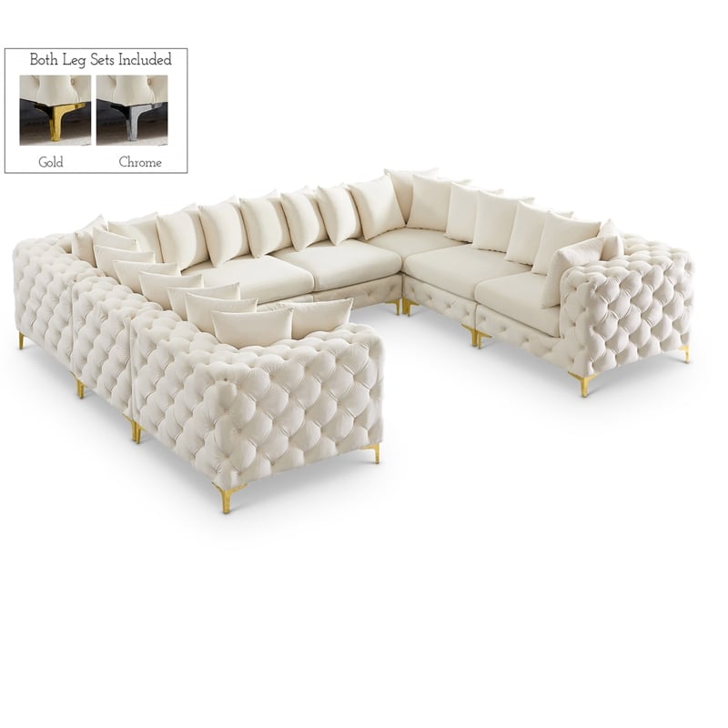 Meridian Furniture Tremblay Cream Velvet Modular Sectional