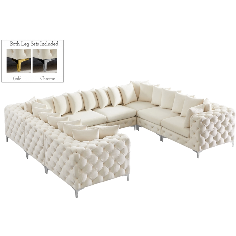 Meridian Furniture Tremblay Cream Velvet Modular Sectional