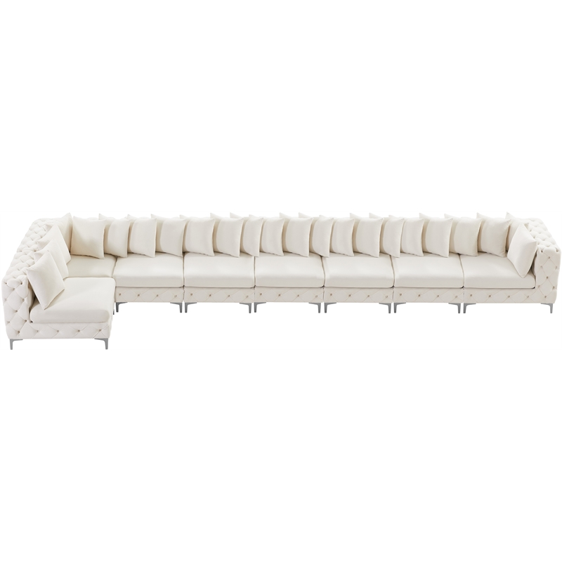 Meridian Furniture Tremblay Cream Velvet Modular Sectional