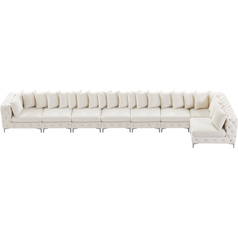 Meridian Furniture Tremblay Cream Velvet Modular Sectional
