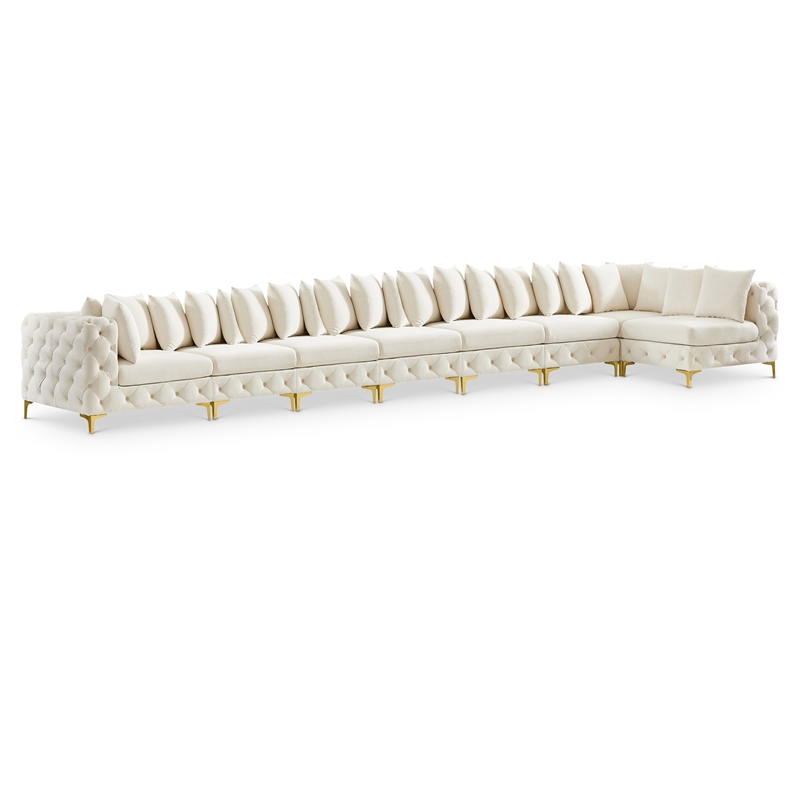 Meridian Furniture Tremblay Cream Velvet Modular Sectional