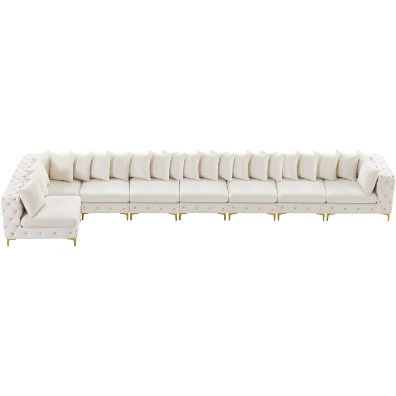 Meridian Furniture Tremblay Cream Velvet Modular Sectional