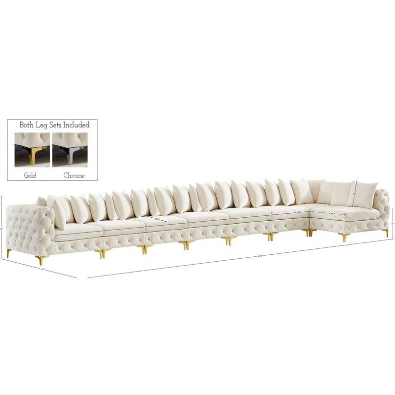 Meridian Furniture Tremblay Cream Velvet Modular Sectional