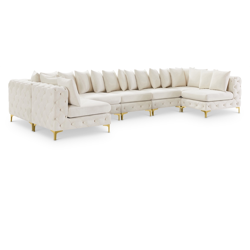 Meridian Furniture Tremblay Cream Velvet Modular Sectional
