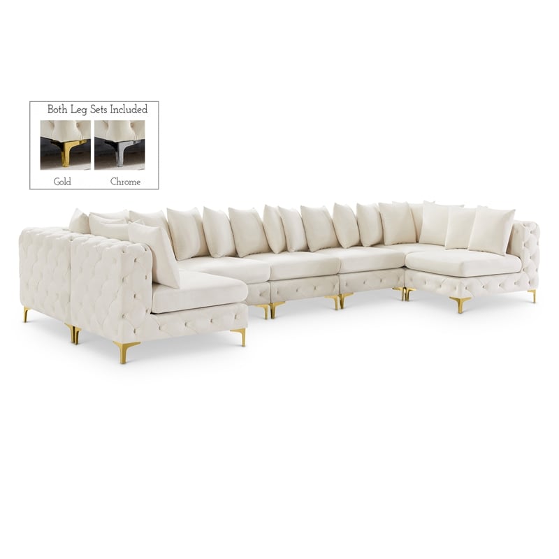 Meridian Furniture Tremblay Cream Velvet Modular Sectional