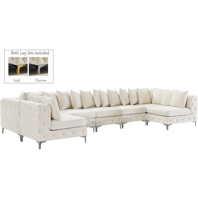 Meridian Furniture Tremblay Cream Velvet Modular Sectional