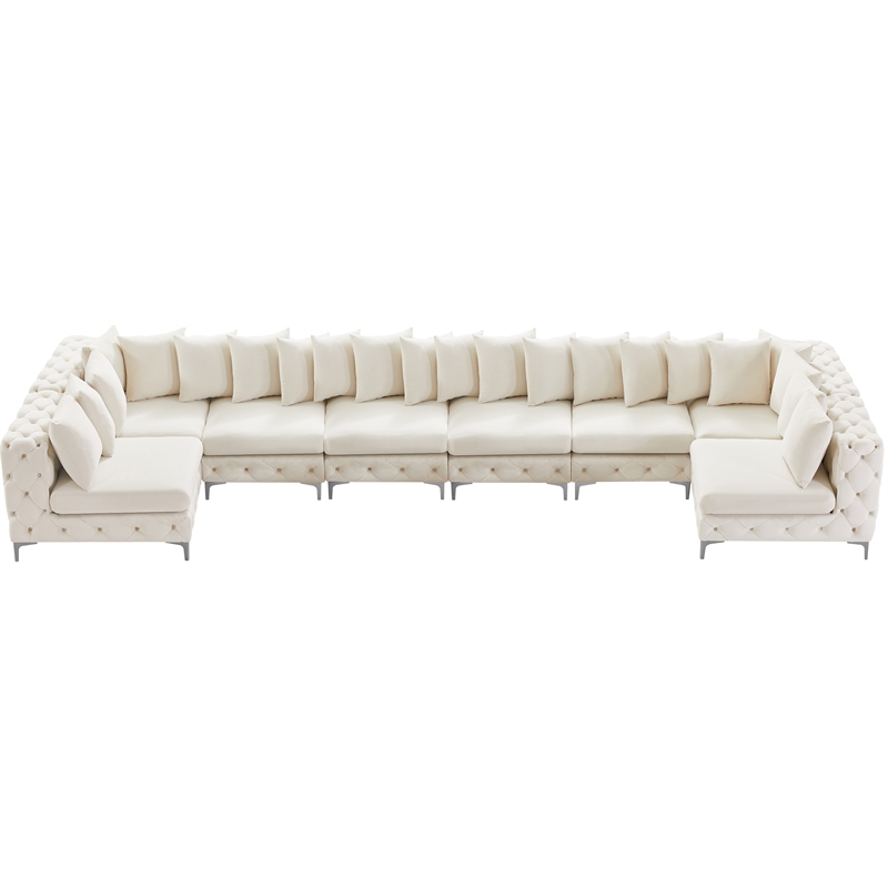 Meridian Furniture Tremblay Cream Velvet Modular Sectional