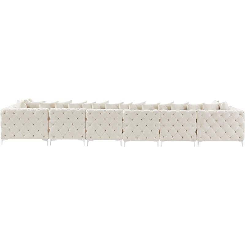 Meridian Furniture Tremblay Cream Velvet Modular Sectional