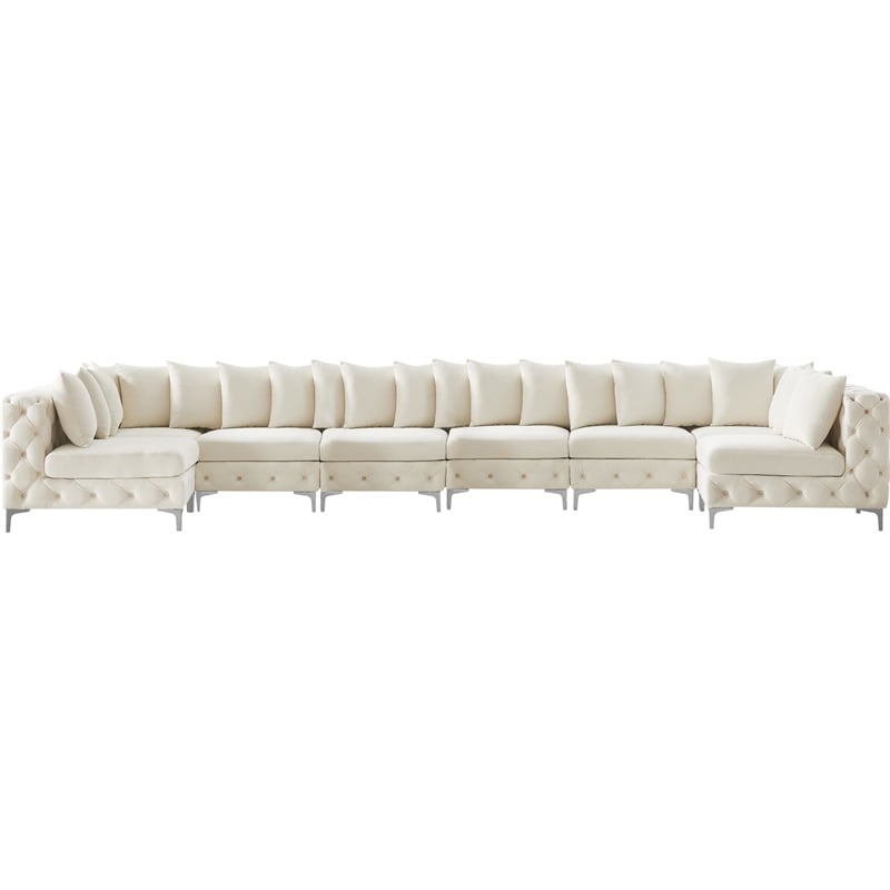 Meridian Furniture Tremblay Cream Velvet Modular Sectional