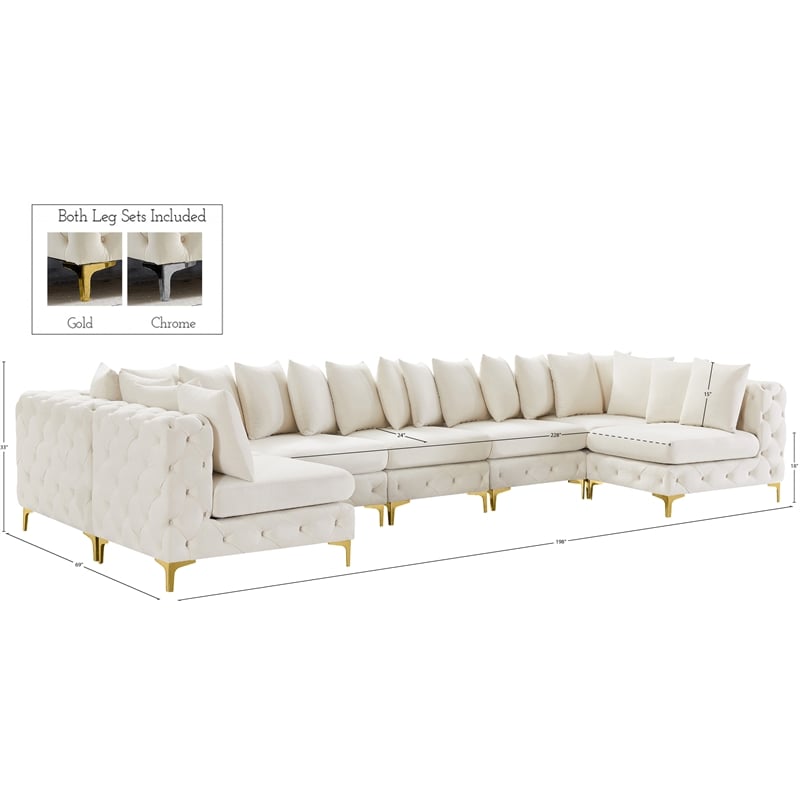 Meridian Furniture Tremblay Cream Velvet Modular Sectional