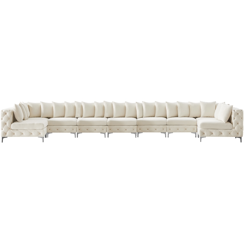 Meridian Furniture Tremblay Cream Velvet Modular Sectional