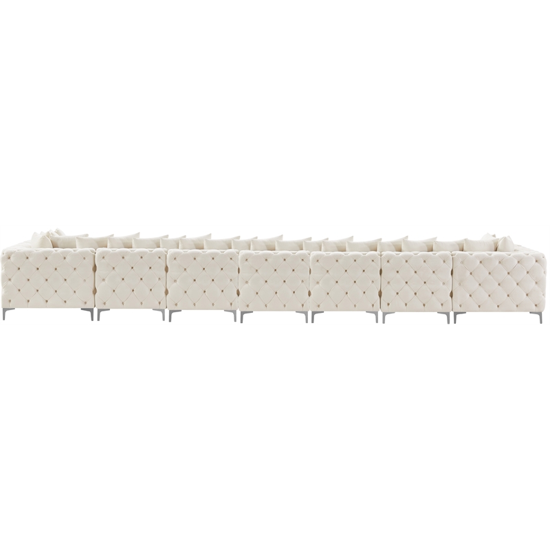 Meridian Furniture Tremblay Cream Velvet Modular Sectional