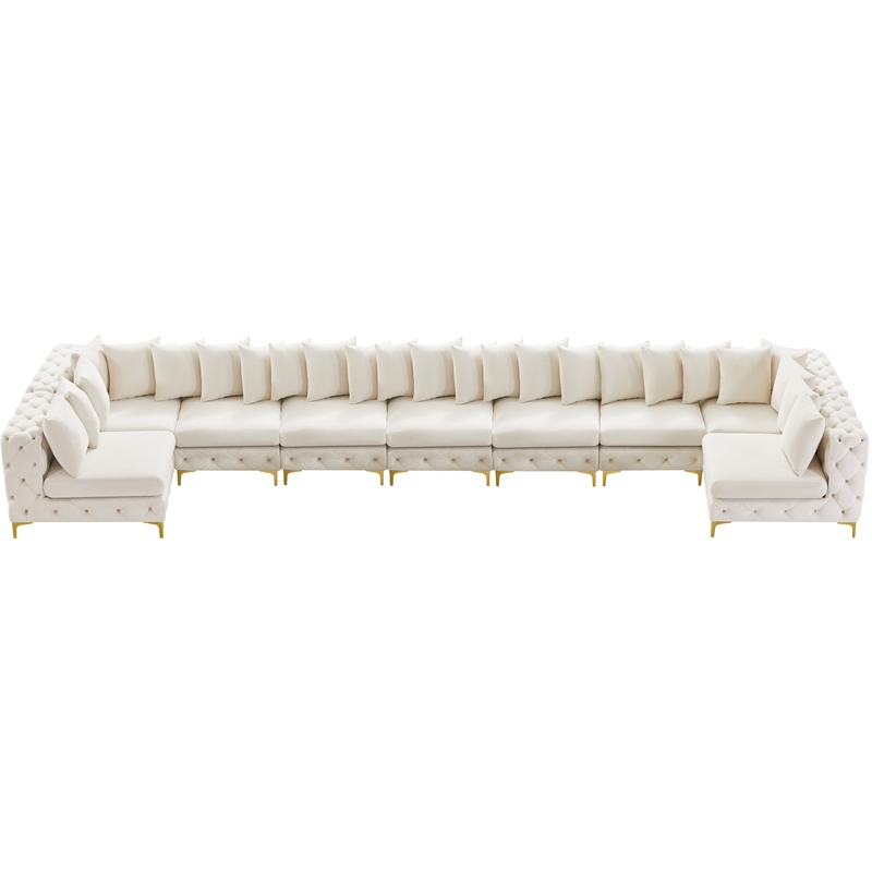 Meridian Furniture Tremblay Cream Velvet Modular Sectional