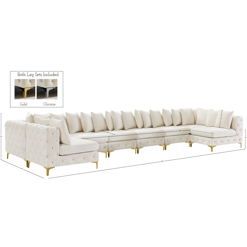 Meridian Furniture Tremblay Cream Velvet Modular Sectional