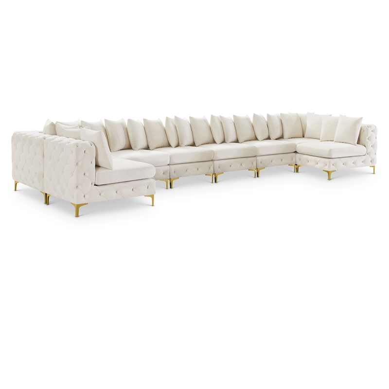 Meridian Furniture Tremblay Cream Velvet Modular Sectional