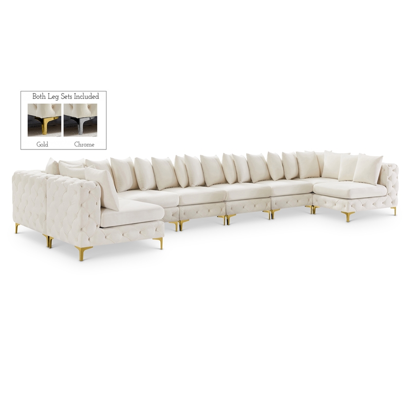 Meridian Furniture Tremblay Cream Velvet Modular Sectional